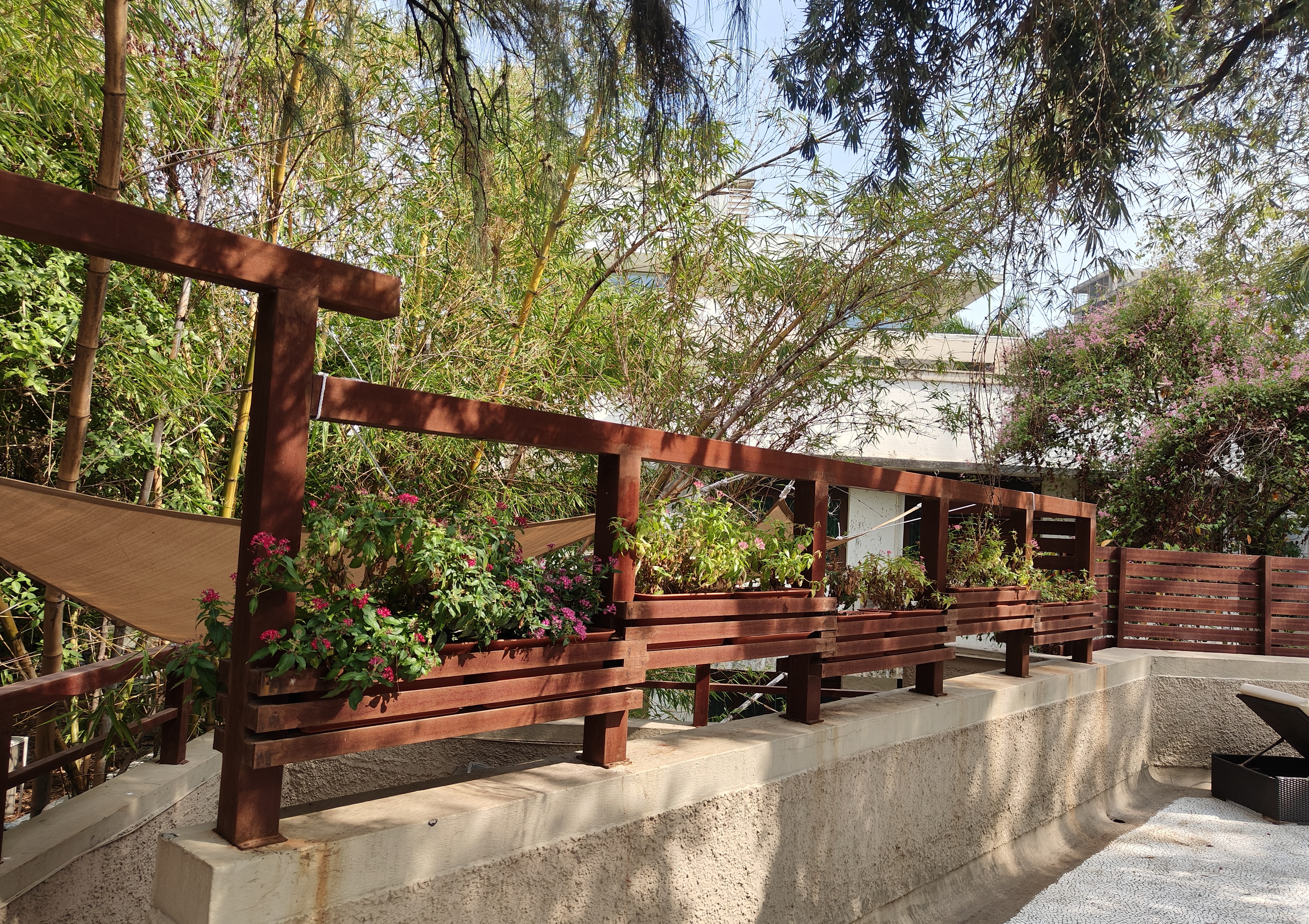 Illuminated Pergola and Planters