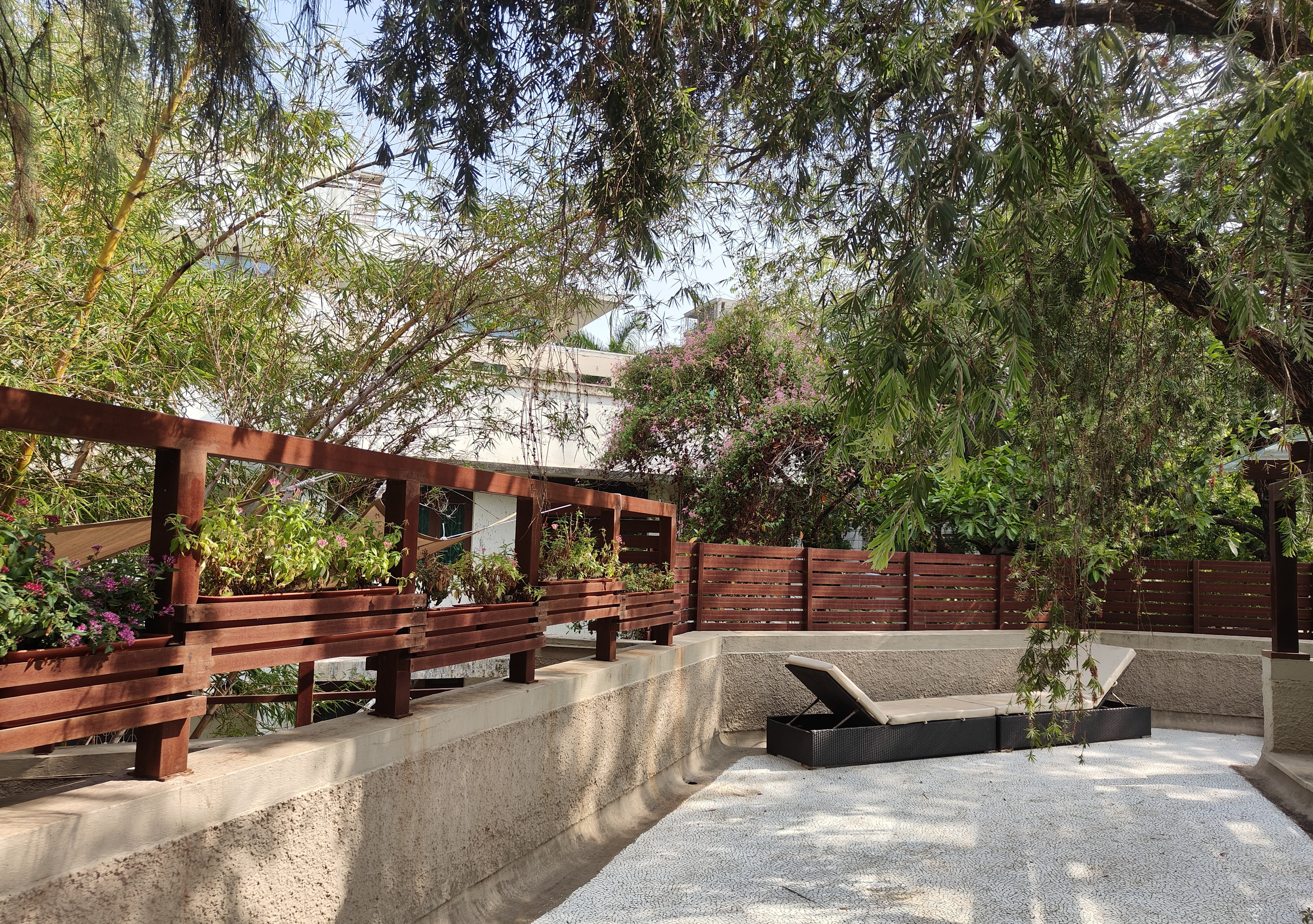 Illuminated Pergola and Planters